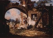 Giovanni Antonio Canal Kurtisane und Soldat oil on canvas